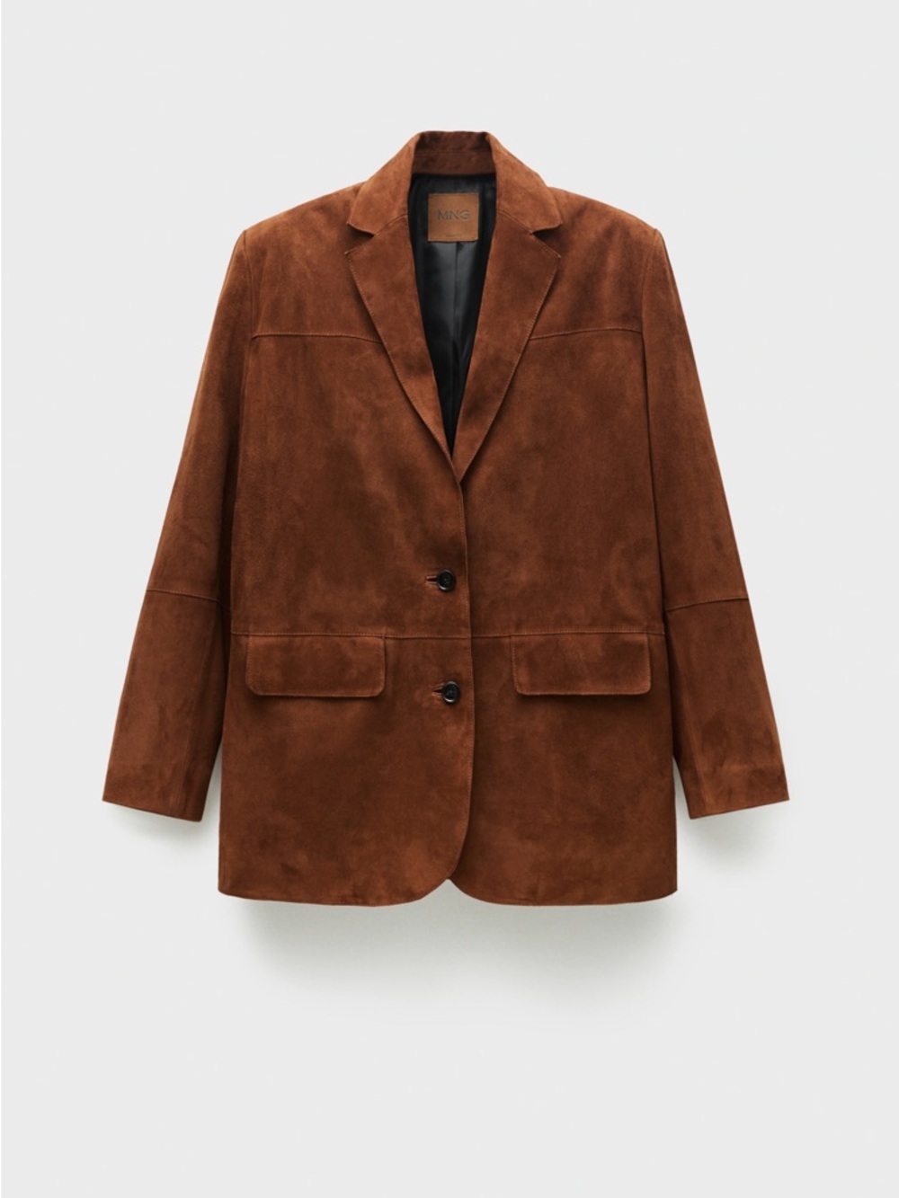 Mango Medium Relaxed Fit Suede Blazer in Vintage Brown